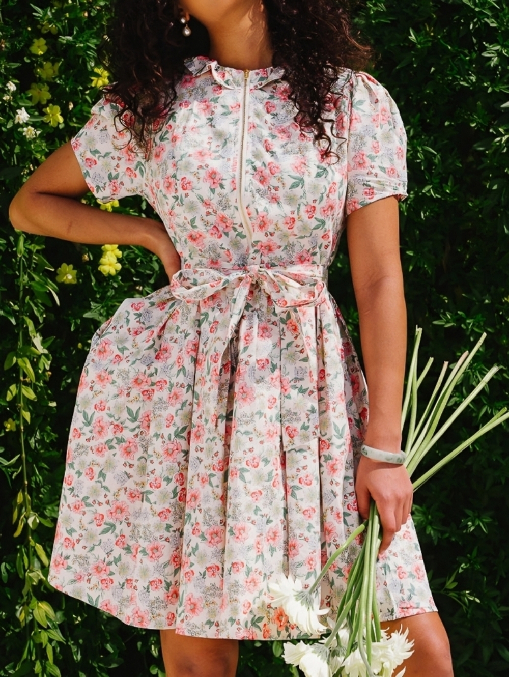 Ivy City Co Chelsea Dress 16 Cream Floral Liberty Fabric 100% Cotton Cottagecore